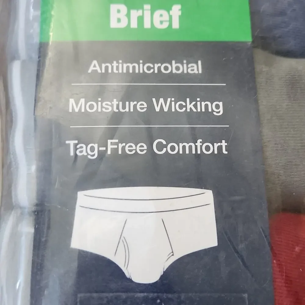 George Men's Briefs 6‎ Pack - Blue, Gray, Red, Black Moisture Wicking Tag-Free